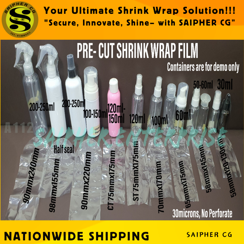 Pre Cut PVC Shrink Wrap Plastic Sealer for Bottle Container Beauty