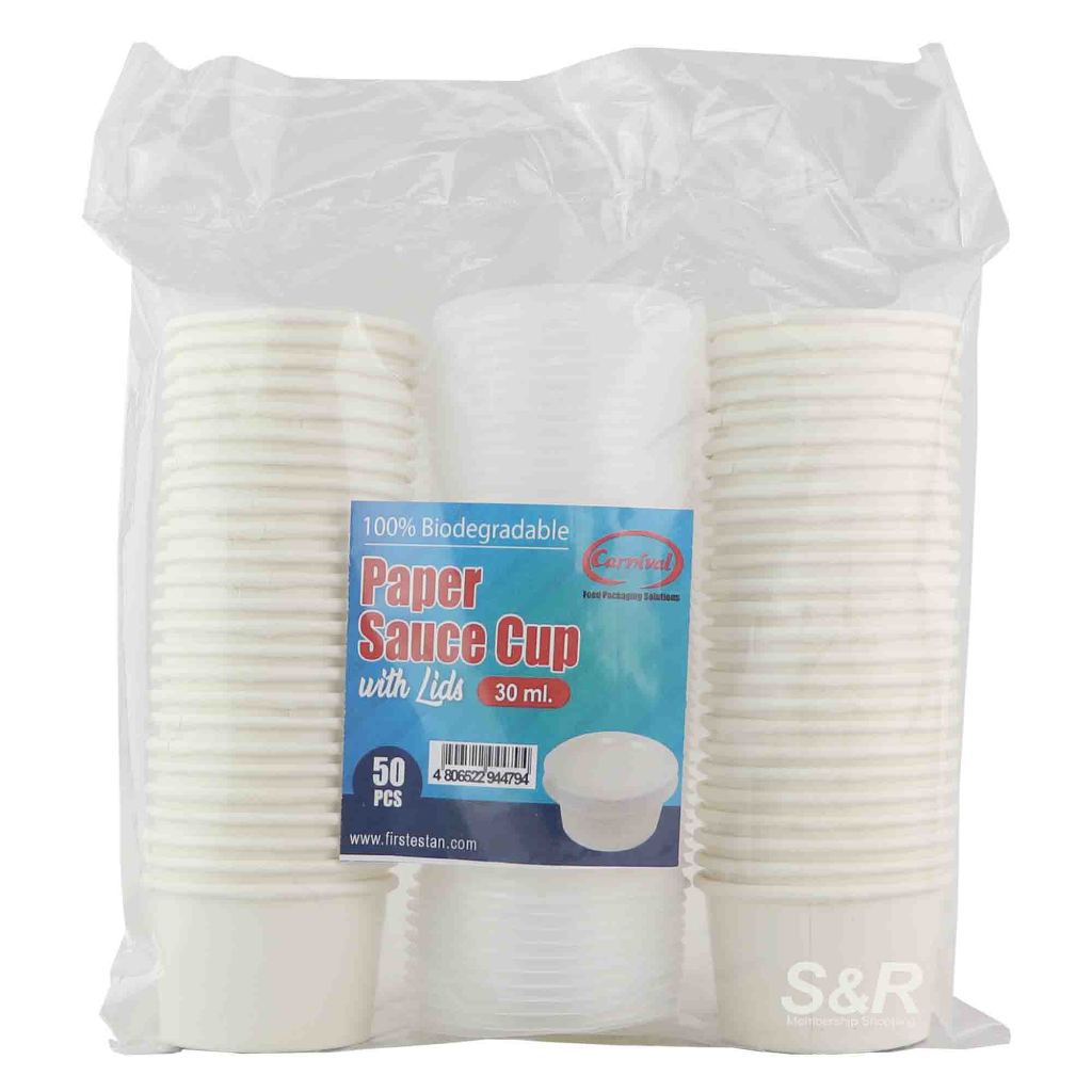 Carnival Disposable Paper Sauce Cups with Lid 50pcs x 30mL Shopee