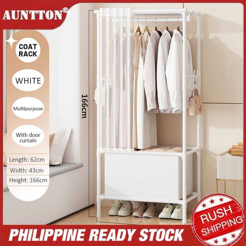 Dustproof Wardrobe Clothes Rack with Curtain Multi Function