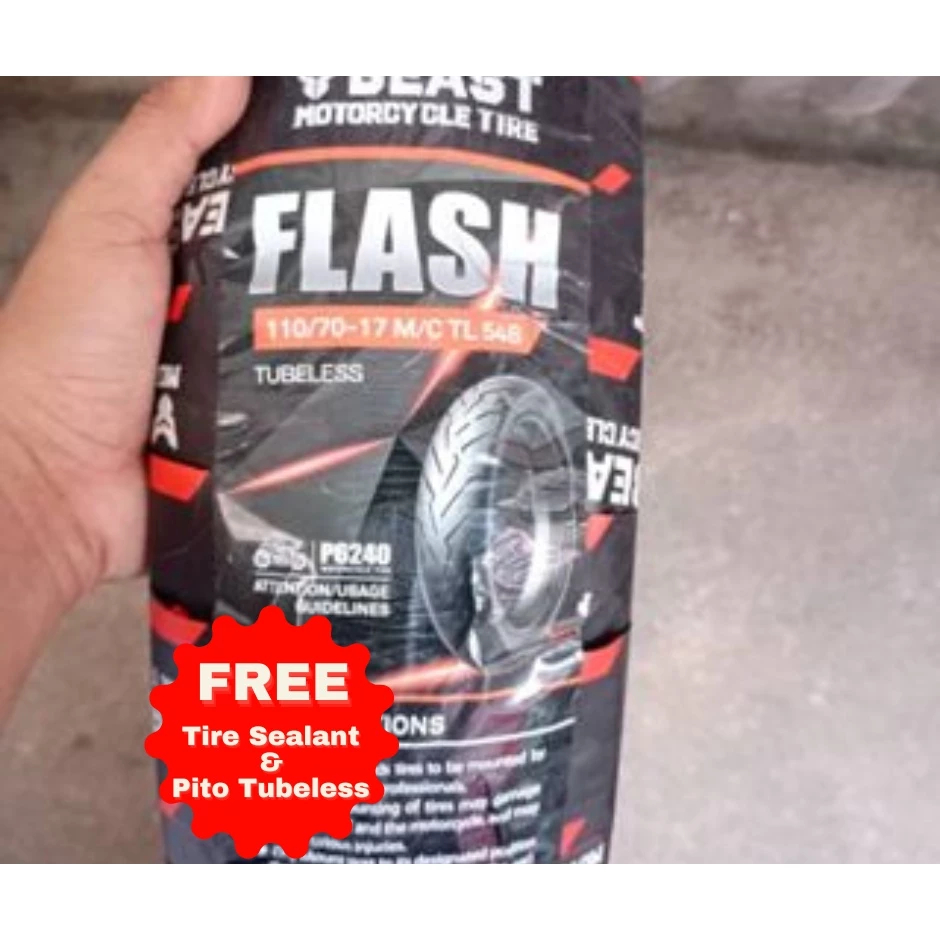 Motoparts Beast Tire Flash Tubeless With Free Tire Sealant And Pito Shopee Philippines