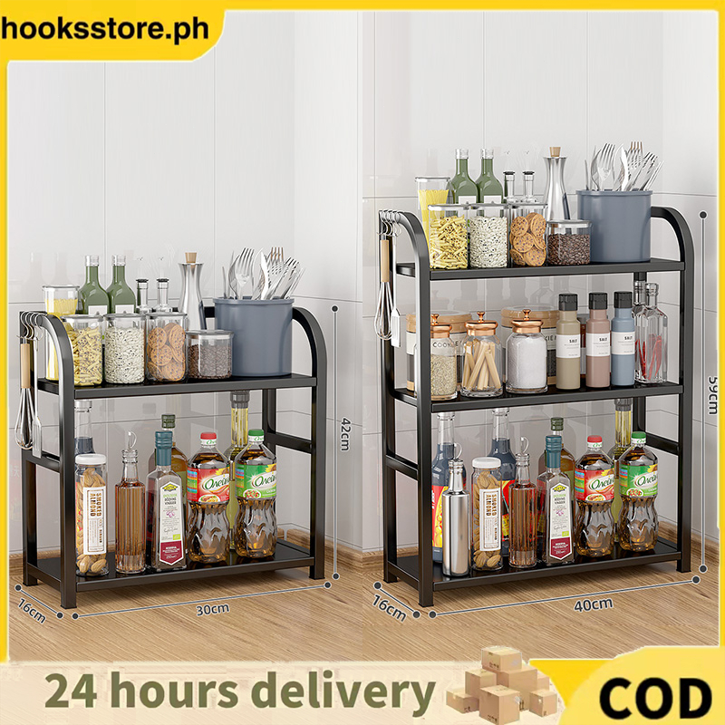 ¥COD¥ Seasoning Organizer Storage Rack Stainless Steel Spice Rack ...