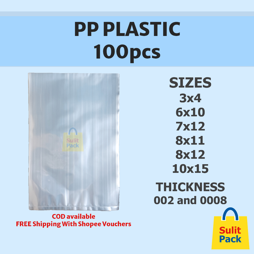 PP Plastic Bag Supot 100pcs - 3x4 5x8 6x10 7x12 8x12 10x15 - 002 or ...