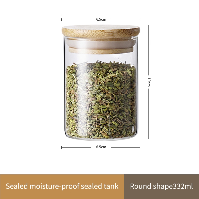 Hoba Airtight Glass Canister Food Storage Transparent Container Bamboo ...