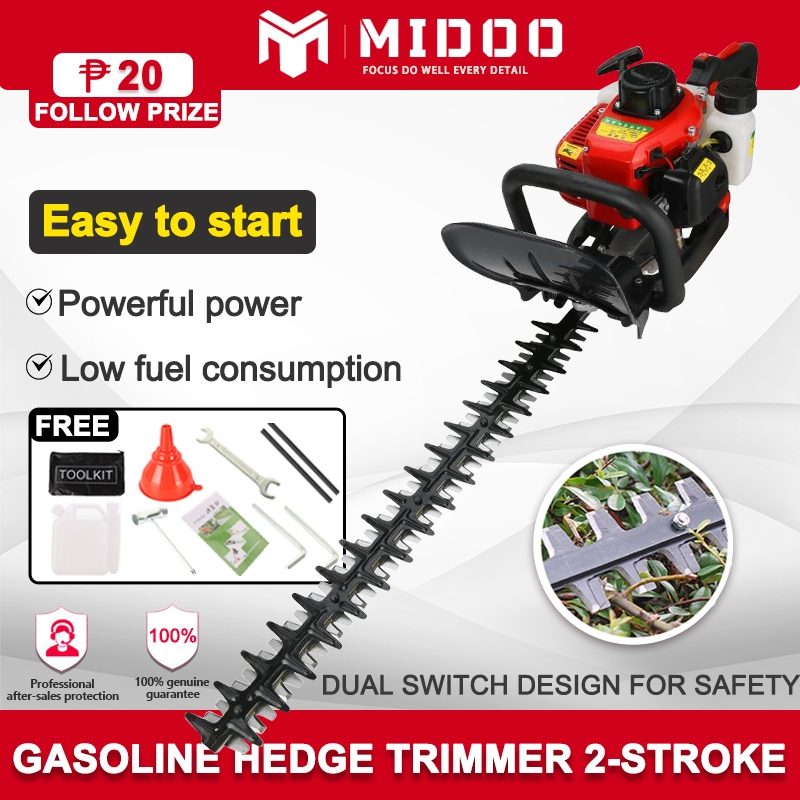 MIDOO Hedge Trimmer Gasoline 2-Stroke Hedge Trimmer Dual Action Grass ...
