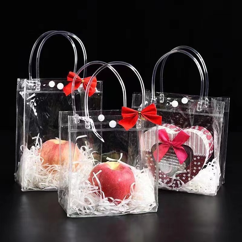 SURE PVC Handle Bag With Handle Transparent Bag Gift Bag Clear Tote Bag Shopping Bag With Button Shopee Philippines