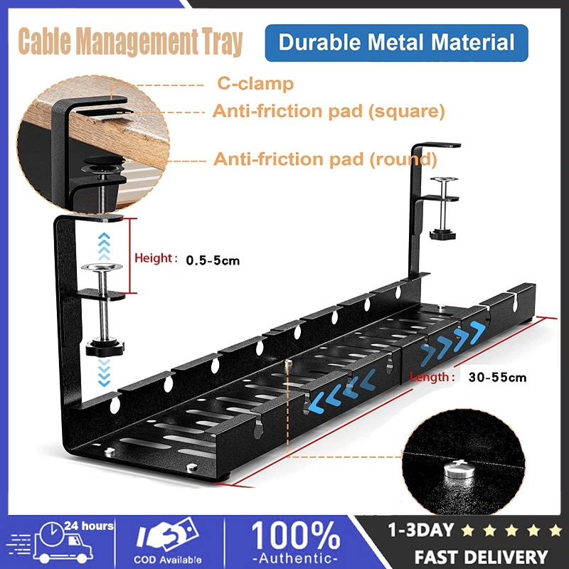 Organizer Storage Under Desk Cable Management Tray No drill Retractable ...