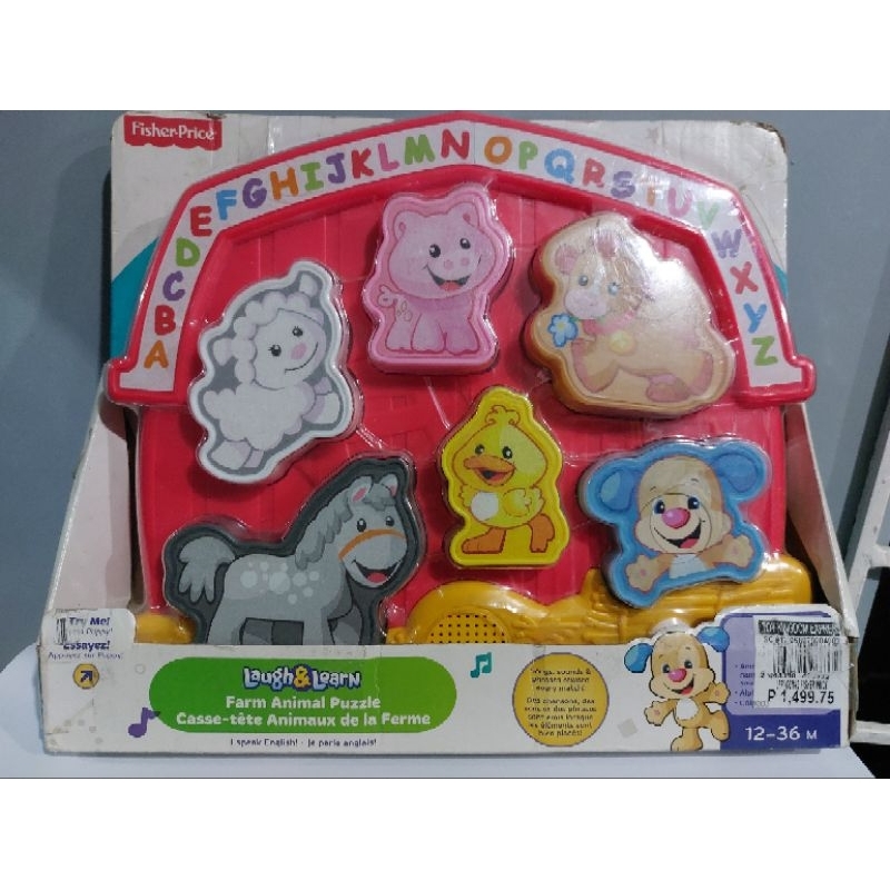 Fisher-Price Laugh & Learn Farm Animal Puzzle Shape Sorting Baby Toy with  Music & Sounds 