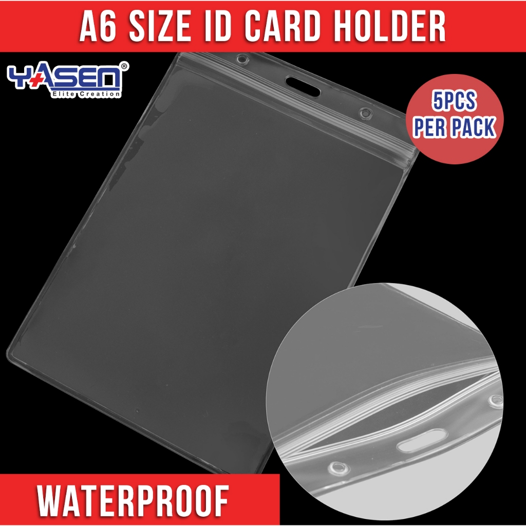A6 ID Card Holder With Zip Lock Waterproof Vertical Case Protector for Vaccine Card (5pcs / Pack