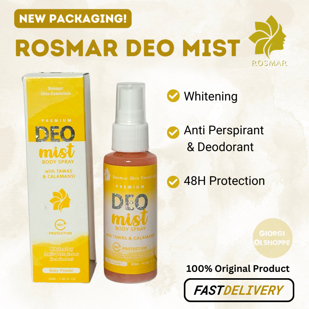 ROSMAR DEO MIST NEW PACKAGING for body odor whitening 48 hour