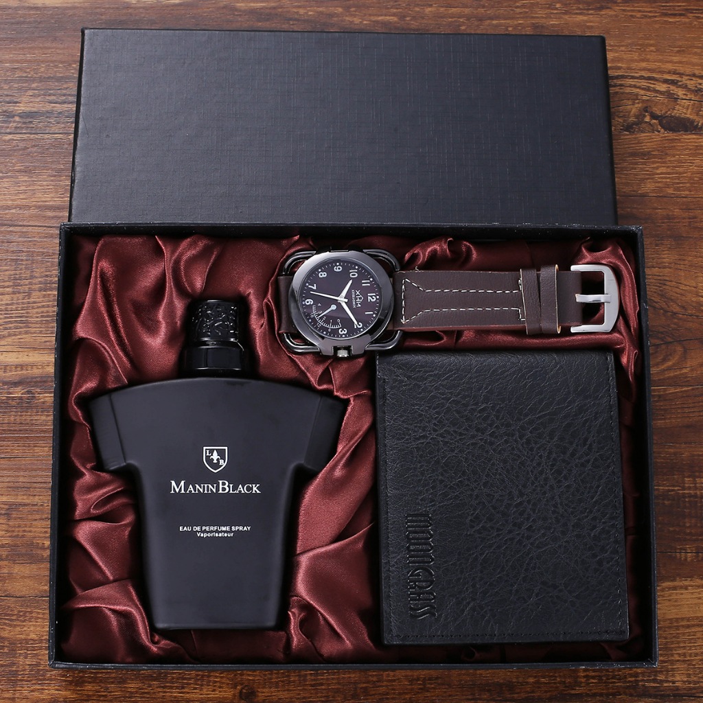 JESOU COLLECTION - Men's Watch/Wallet/Perfume Gift Set with Box 3Pcs ...