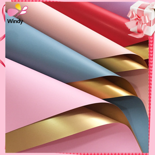 100PCS Wrapping Paper, Waterproof Flowers Packaging Paper with Gold Border  in Ten Colors, DIY Wrapping Sheets for Gift Box Packaging Florist Bouquet  23 x 23 
