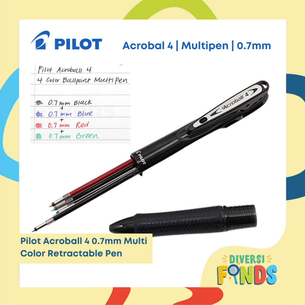 Pilot Acroball 4in1 0.7mm Retractable Ballpoint Pen / Multipen in Black ...