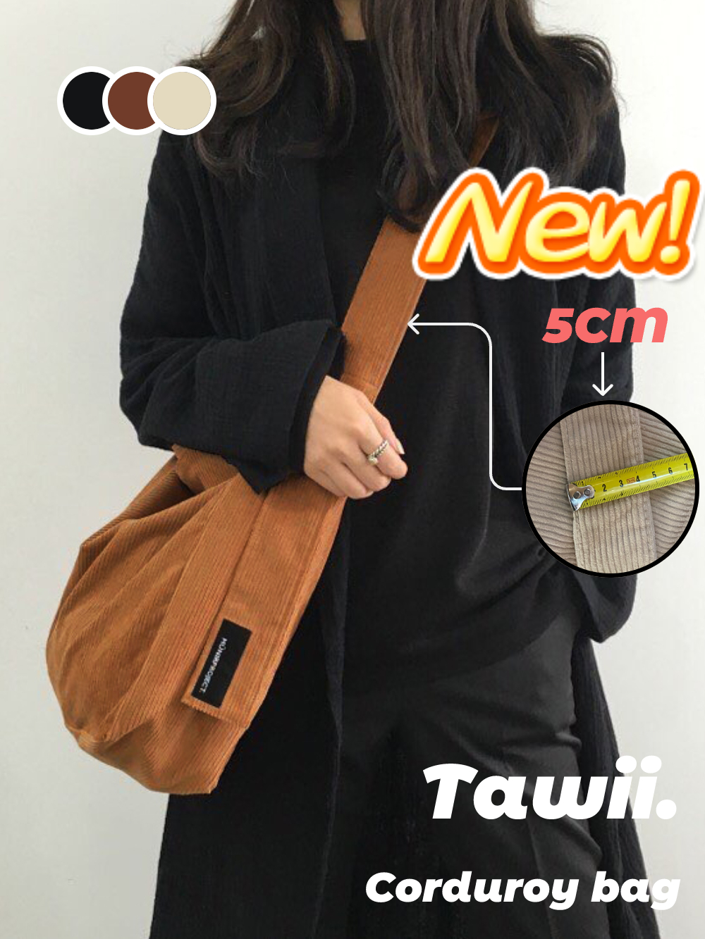 Tawii Corduroy bag Japanese Messenger Lazy Style Korean Version