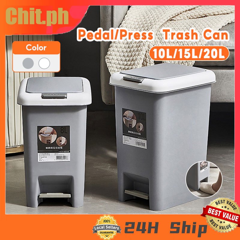 CHIT Foot Pedal Press Type Trash Can with Lid Waterproof Garbage ...