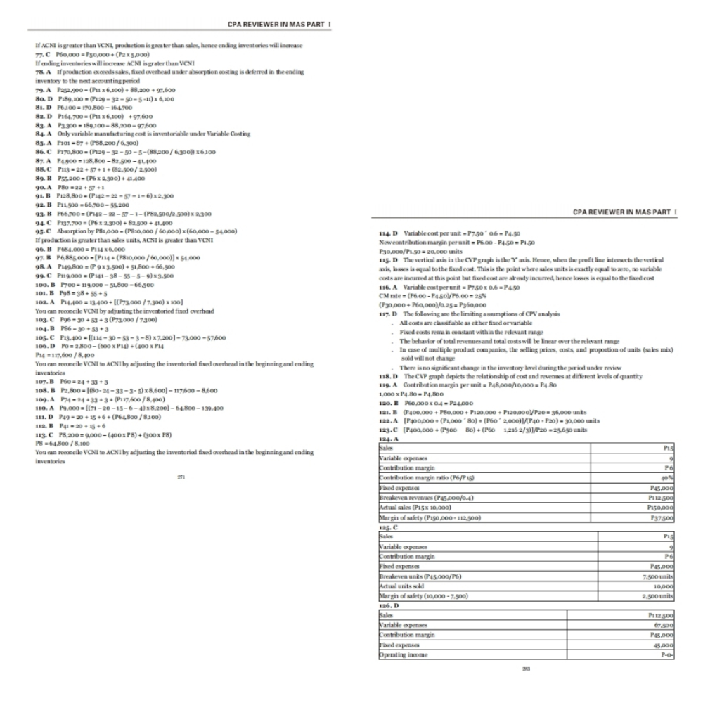 2026 CPA MAS Reviewer Part I |1300+ Questions + Answer Keys ...