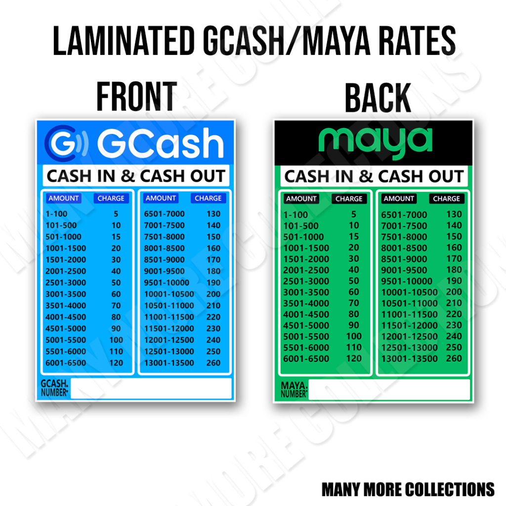Gcash & Maya Rate Laminated Signage Back to Back Print Shopee