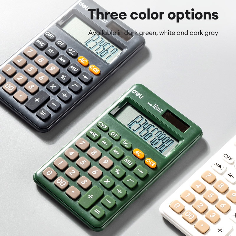 Deli 12-Digits Portable Calculator Casio Mini Calculators School Office ...