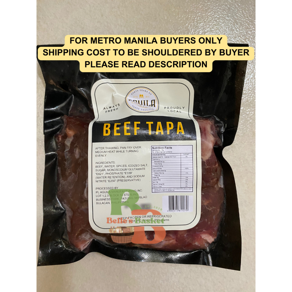 Aguila Beef Tapa 250g And 500g For Metro Manila Buyers Only Shipping