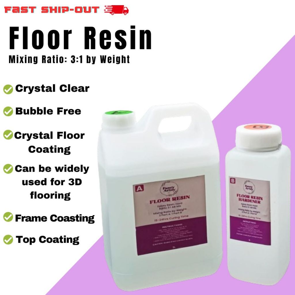 Fancyartsy 31 Ratio Crystal Clear Floor resin Self Leveling Floor Resin Resin Epoxy 4kg set
