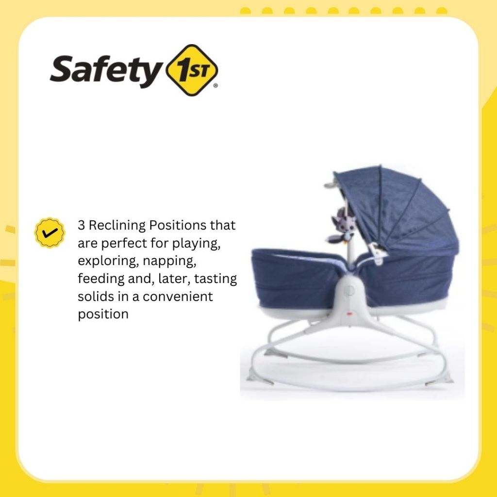 Safety 1st The Tiny Love - Newborn Baby Rocker Napper Denim Swing Bed ...