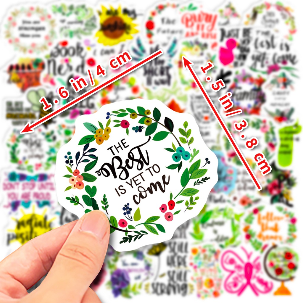 50pcs Mini Inspirational Quotes Waterproof Removable sticker set phone ...