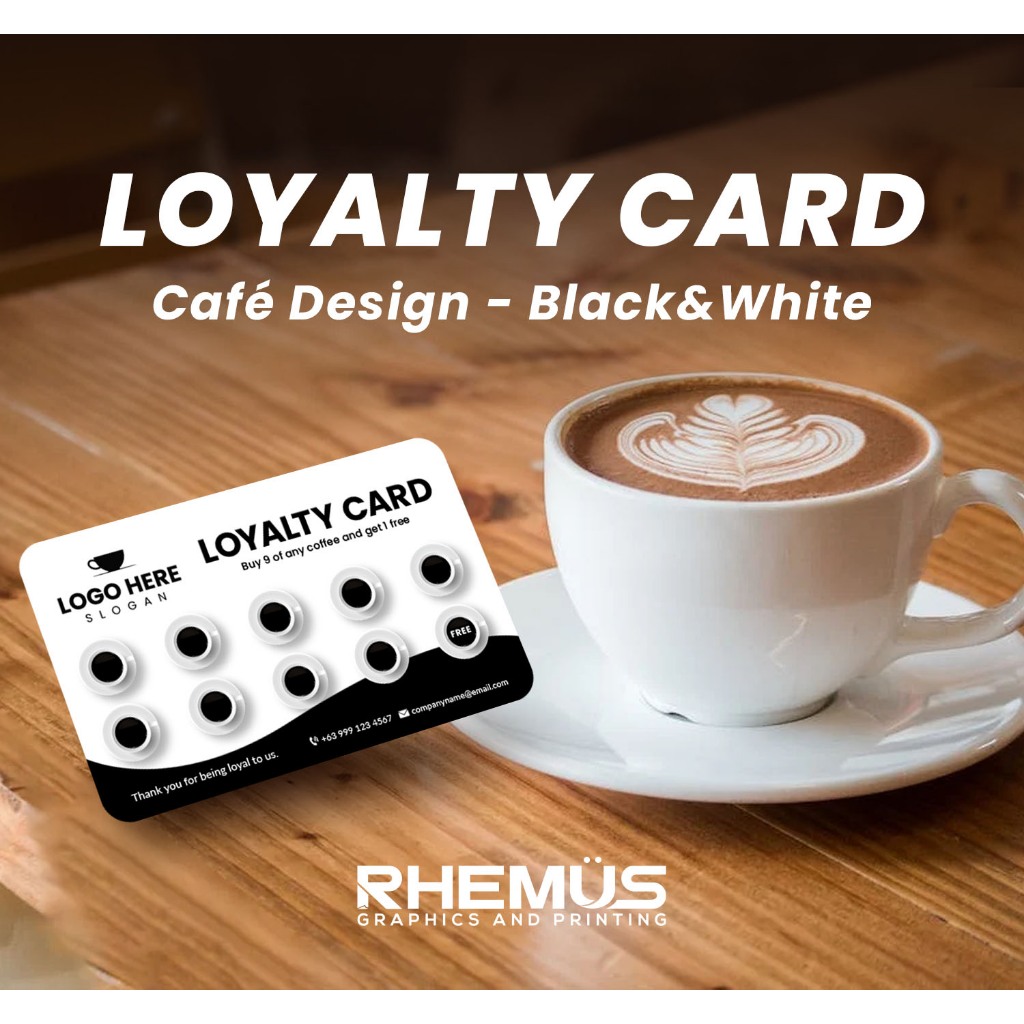 CAFÉ COFFEE SHOP LOYALTY CARD • 100pcs • CUSTOMIZED / PERSONALIZED ...