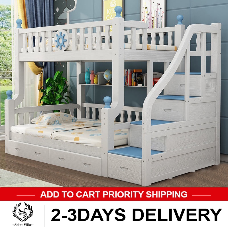 Mother and Baby Bunk Bed Solid Wood Multifunctional Bunk Bed + Free