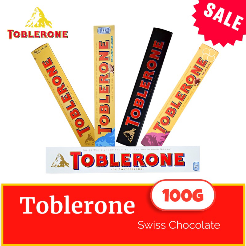 Toblerone Swiss Chocolate 100g (plain,white,dark,crunchy almond,fruit and nut) Shopee Philippines