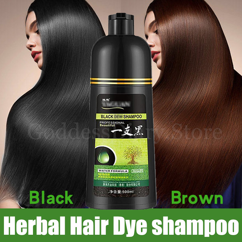 500ML Herbal Hair Dye Shampoo White Hair into Black /Brown Hair