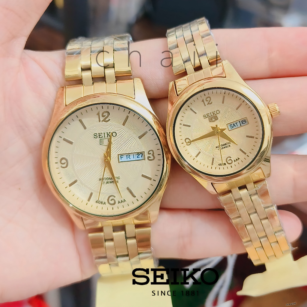 S183 Seiko 5 Automatic Hand Movement Japan Movement Couple Stainless steel watch