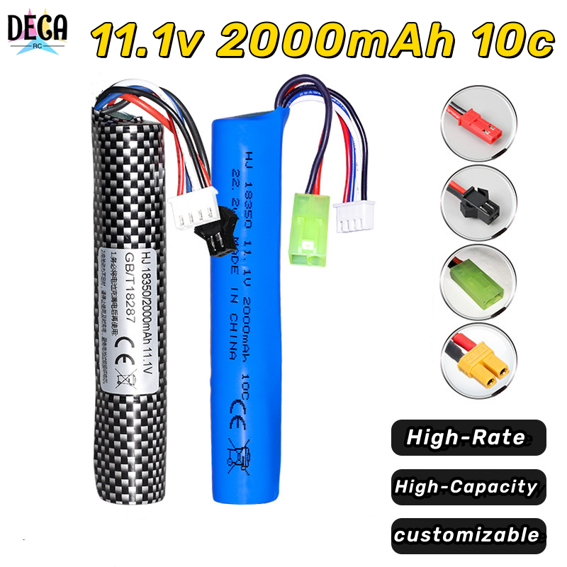 Lot 2 Batteries 3S 11.1V 2000mAh SM-2P + Câbles USB Pour Airsoft Gel Ball Blaster Shockwave – Recharge Rapide & Puissante