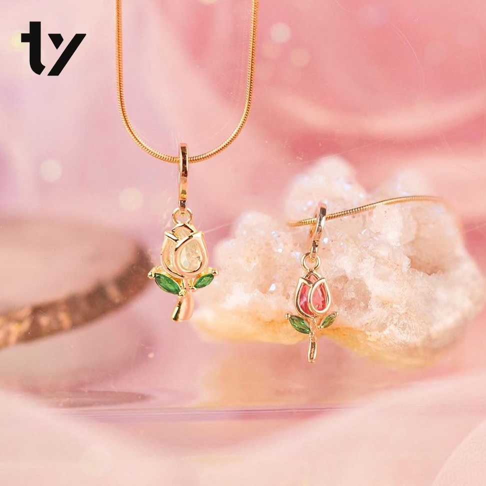 Product image Tulip Necklace 18K Gold Cubic Zirconia Accessories for Women Hypoallergenic 1