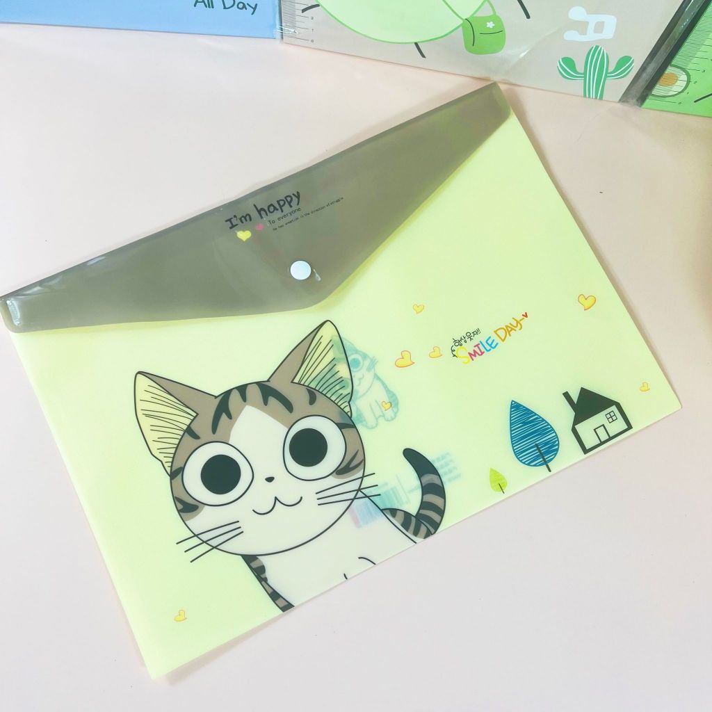A4 plastic envelope cute cartoon file bag student stationery 1pc ...