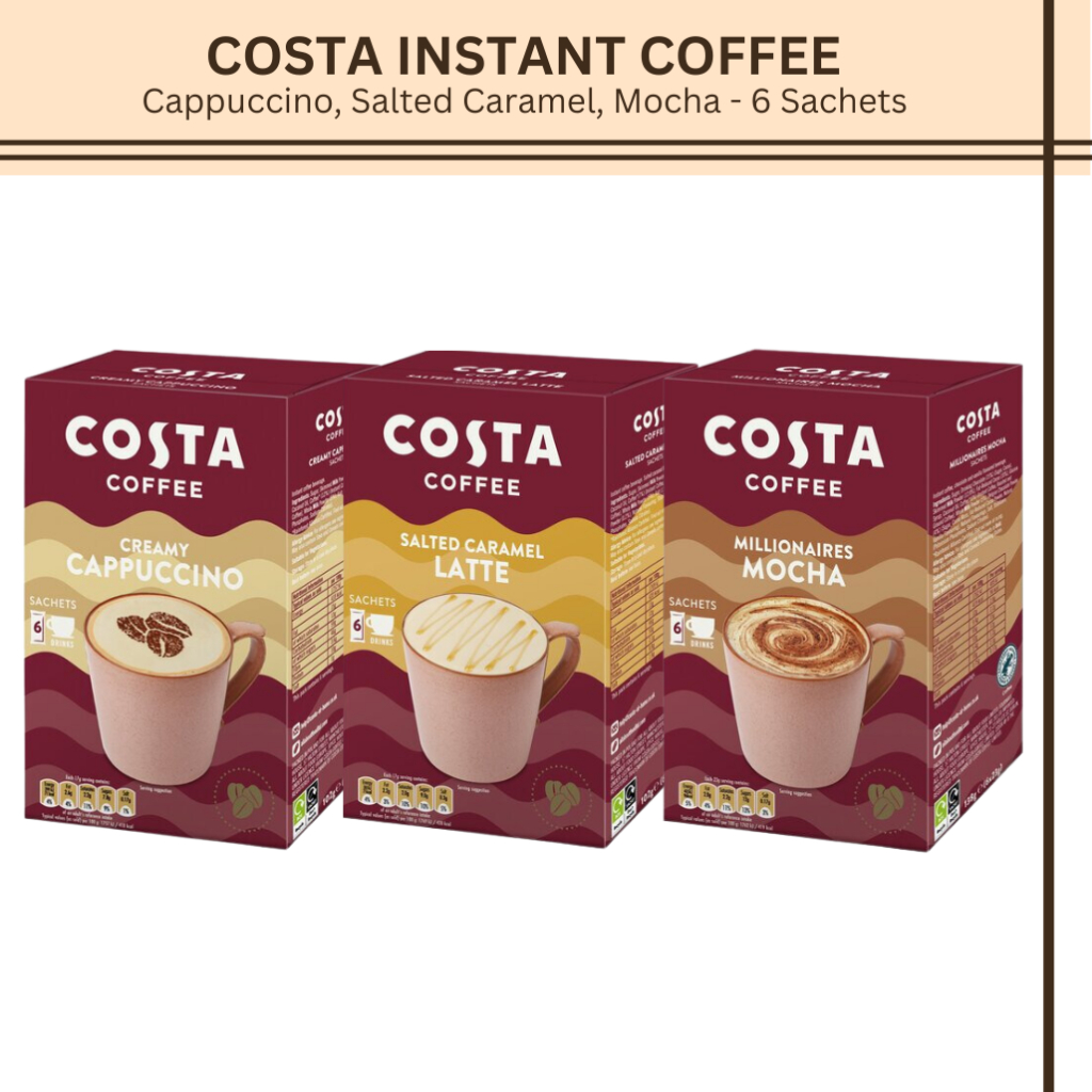 COSTA Instant Coffee 6 sachets per box (Cappuccino, Salted Caramel