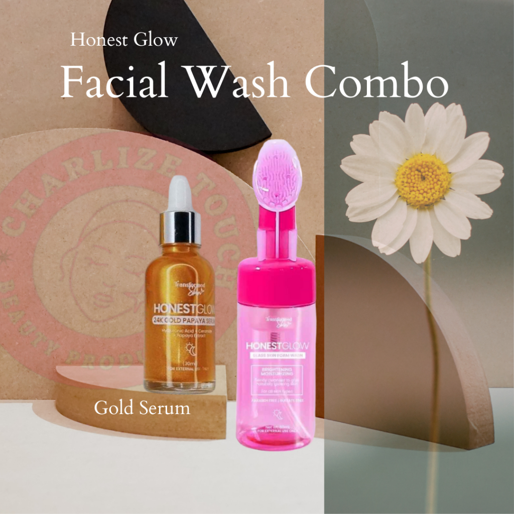 Glass Skin Facial Foam Wash Duo 60ml with 24K Gold Serum 30ml by Honest ...