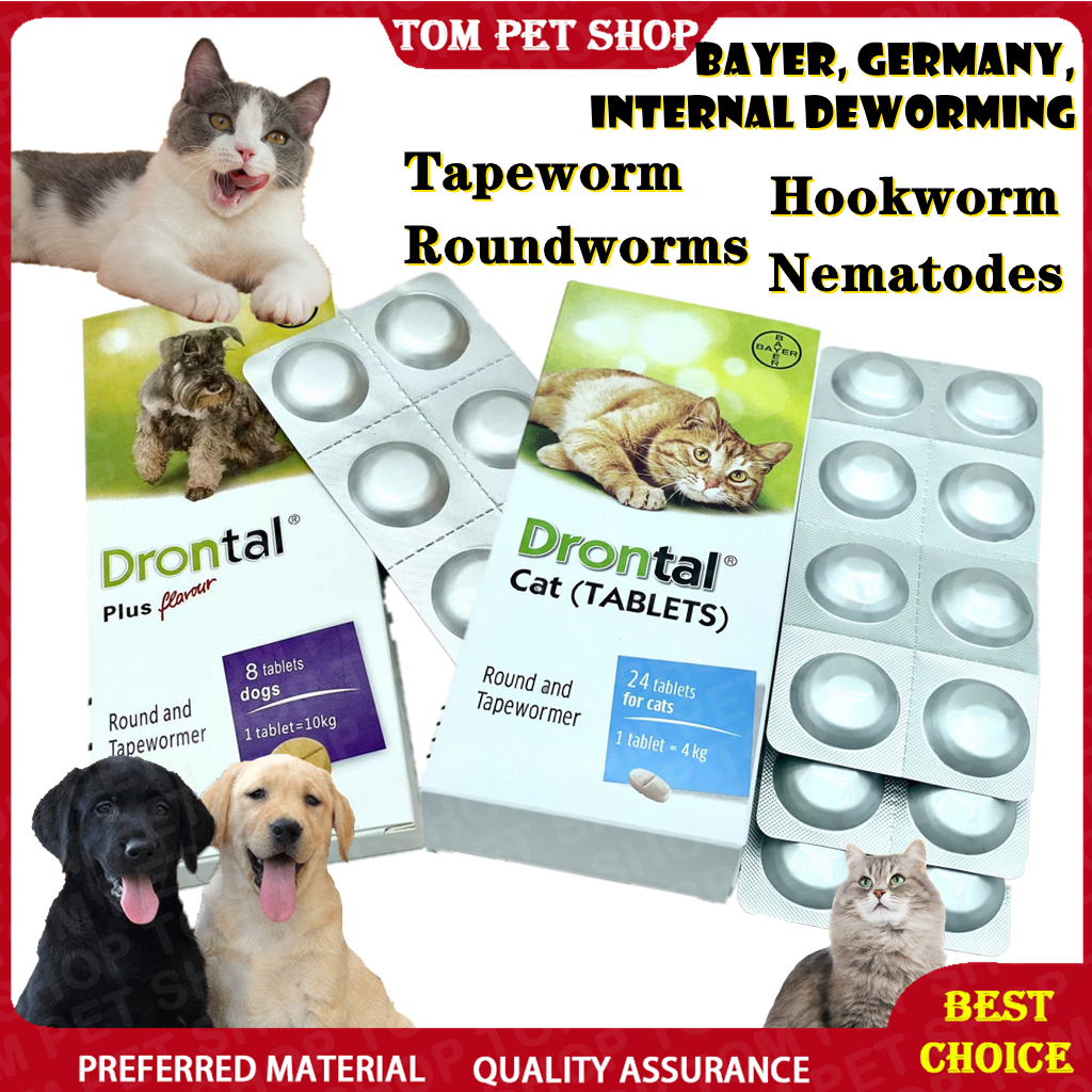 Drontal Plus Tablets Cat for Dogs Tasty Dewormer 1 Tablet Vet ...