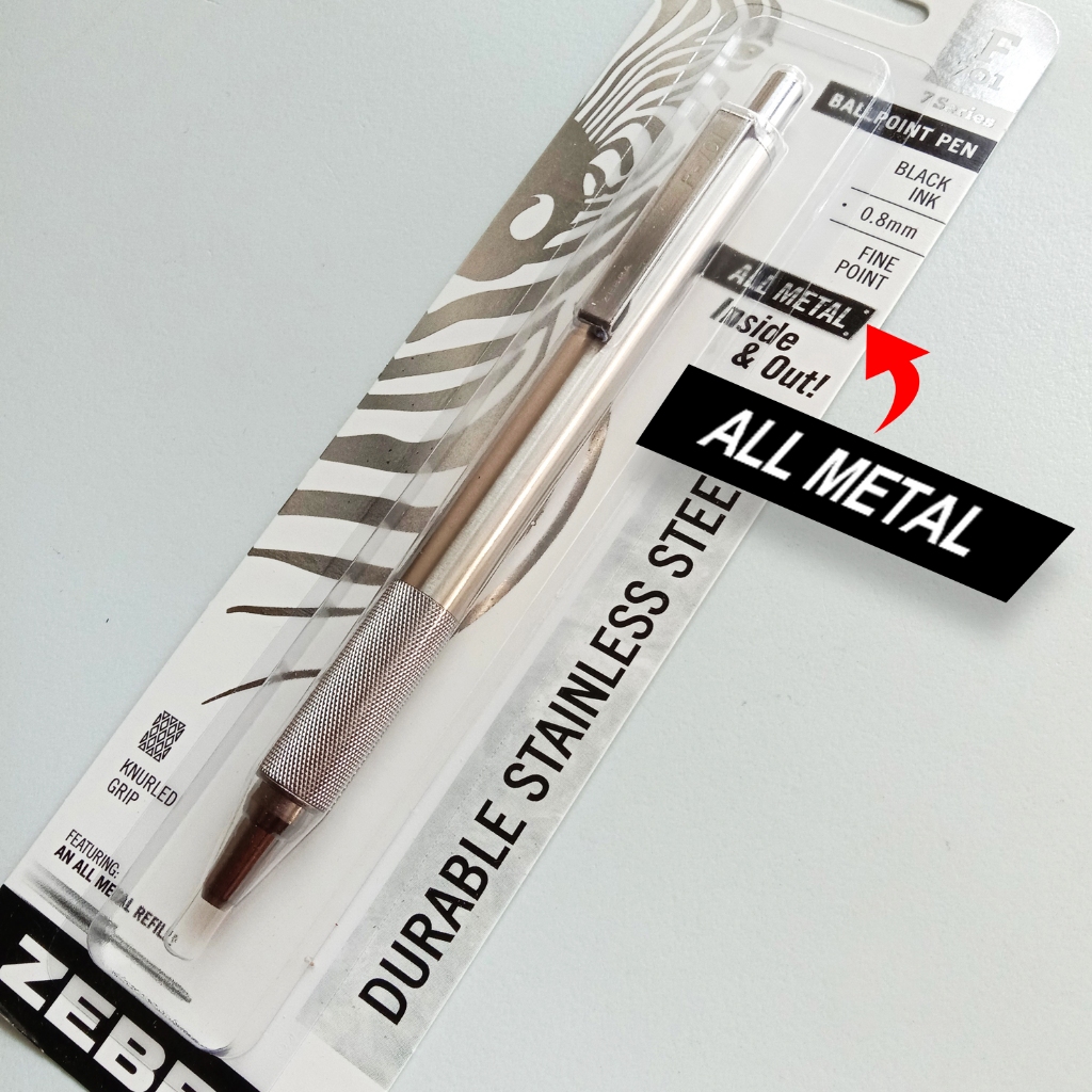 ZEBRA F701 ALLMETAL(Metal Clicker) F701 Stainless Steel Pen Shopee