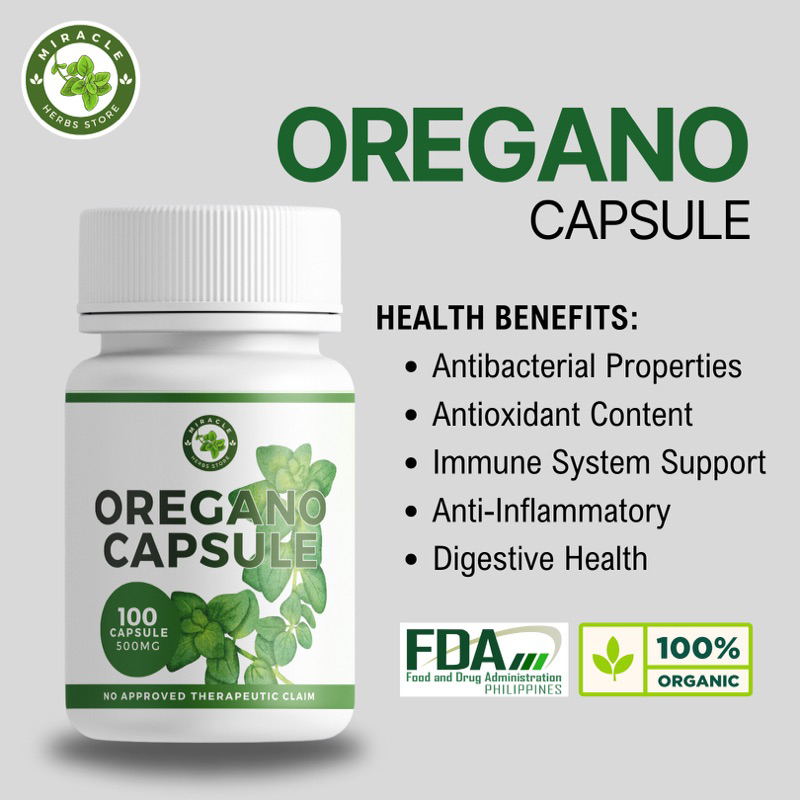 PURE ORGANIC OREGANO CAPSULE 500mg 100 CAPSULES Shopee Philippines