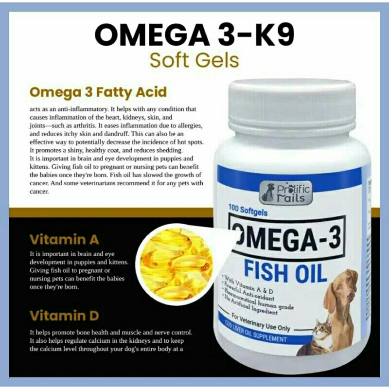 Omega 3 Fish Oil K9 For Dogs & Cats (30 or 100 Soft gels) Shopee