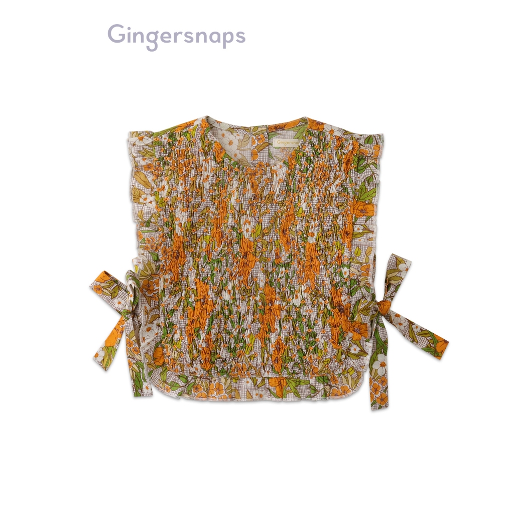 Gingersnaps Trixie Ruffle Collar and Rose Bullion Embroidery Smocked Dress