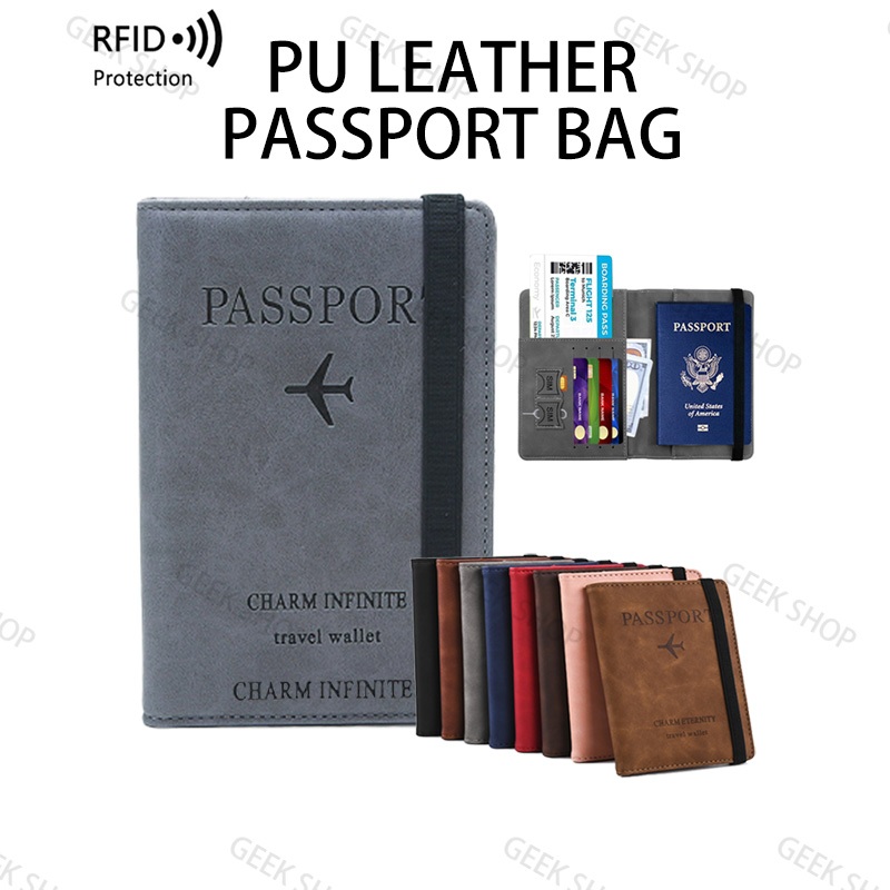 Rowgins RFID Passport Holder & Phone Wallet – PU Leather Travel Organizer, Waterproof & Anti-Theft (Dark Blue)