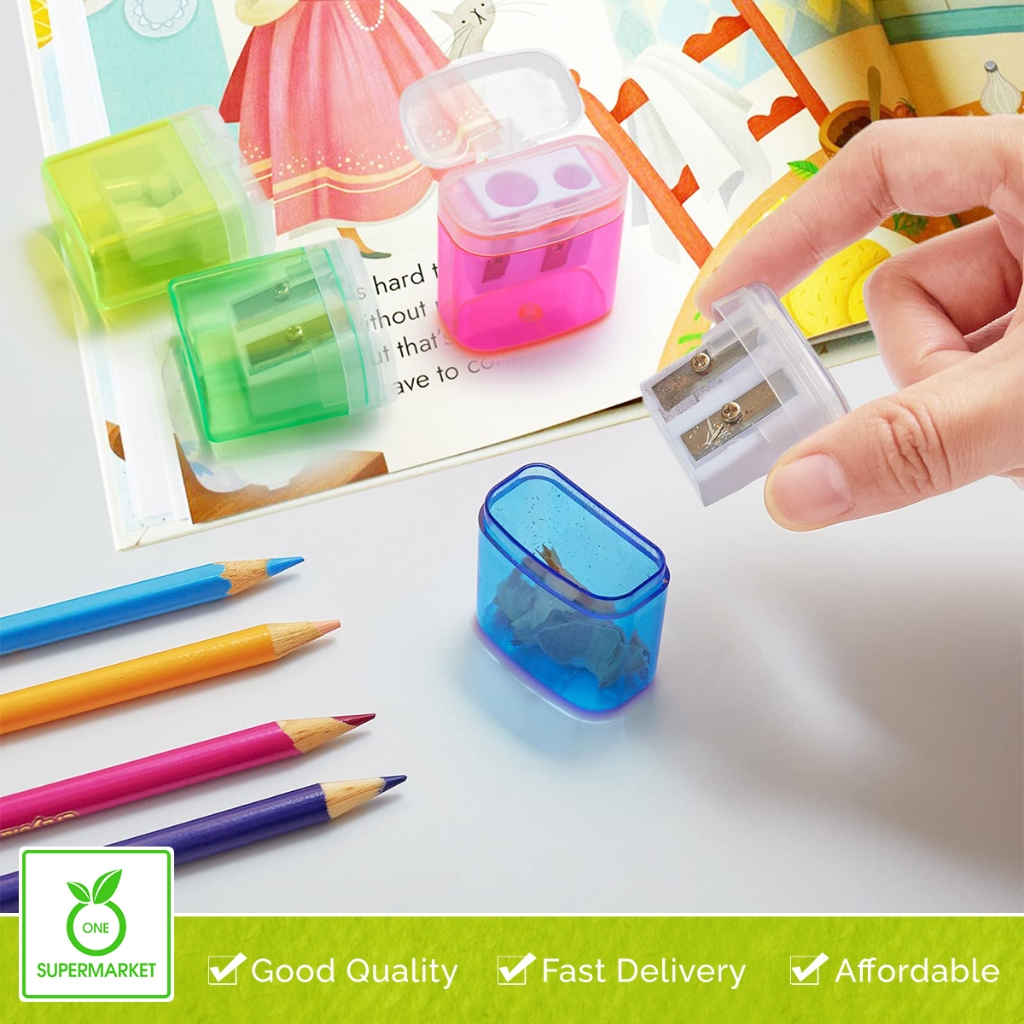 Double Hole Pencil Sharpener with Cover School and Office Supplies 1pc ...