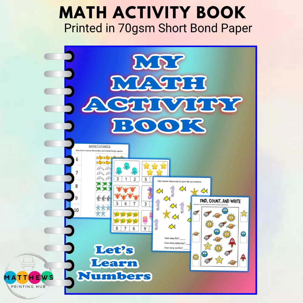 45 pages different math pages for kids in book bind educational