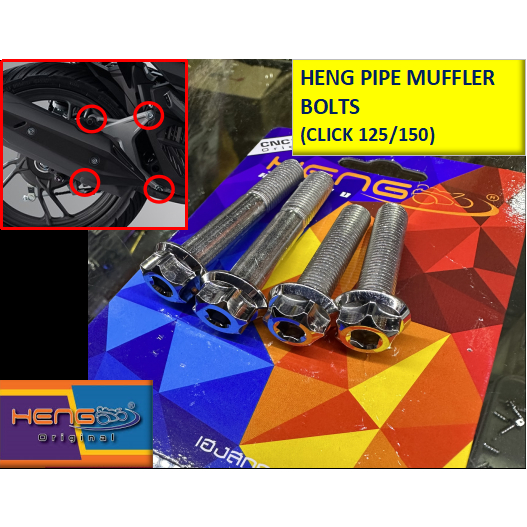 HENG Original Pipe Muffler bolts for CLICK 125 V1, V2, V3 and CLICK 150 ...