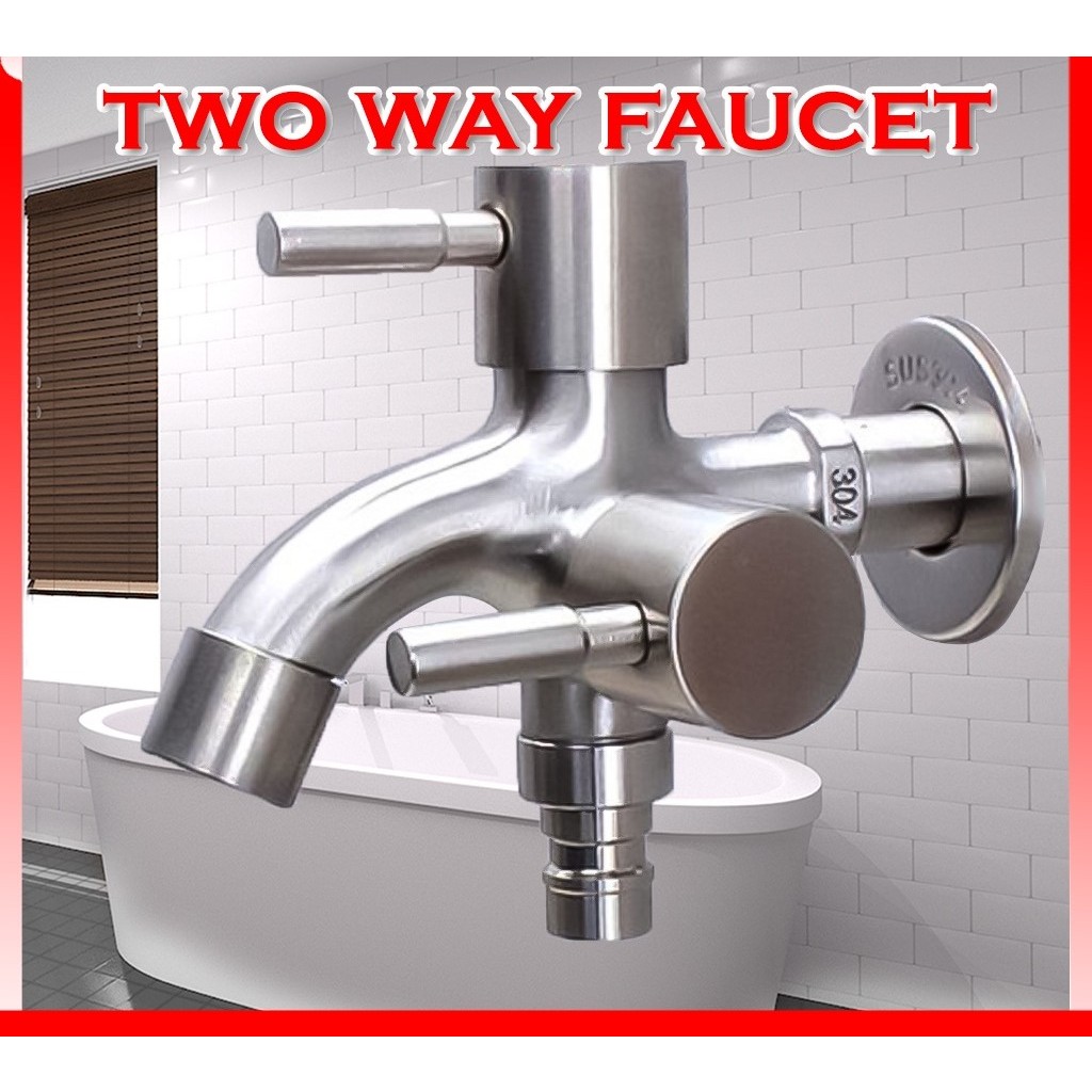 Stainless Steel Two Way Bib Tap Wall Mounted Nozzle Washing Machine for ...