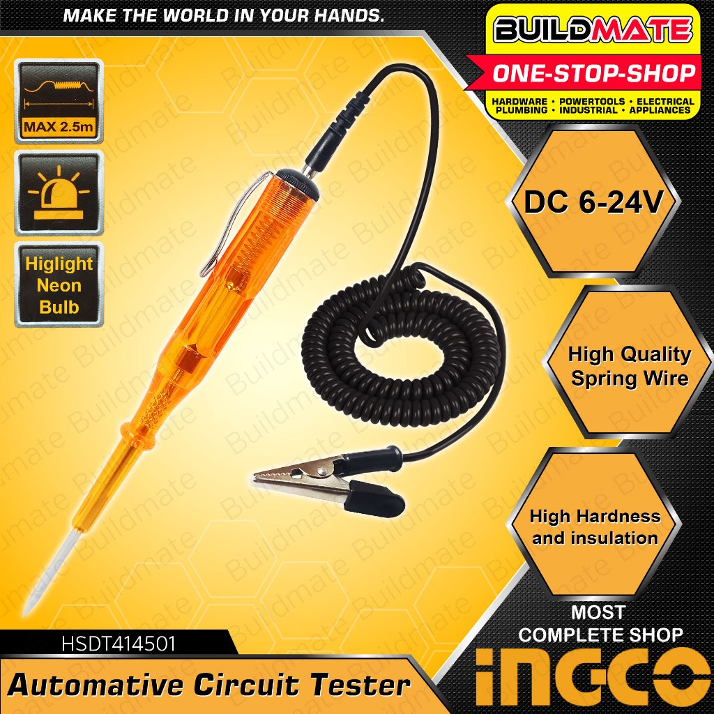 BUILDMATE Ingco Automotive Circuit Test Pencil DC6V-12V-24V Spring ...