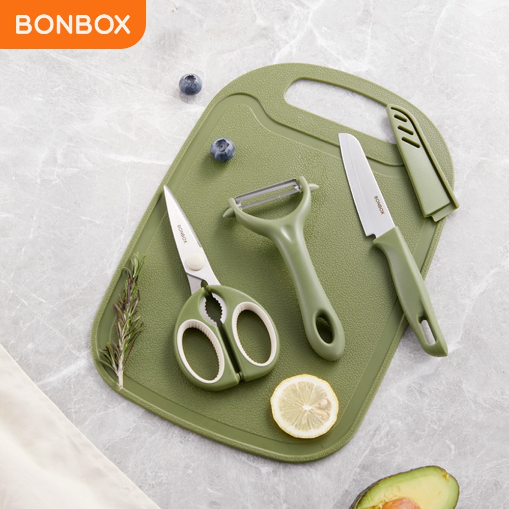 BONBOX 4-piece Kitchen Set Knife, Chopping Board, Scissor, Peeler ...