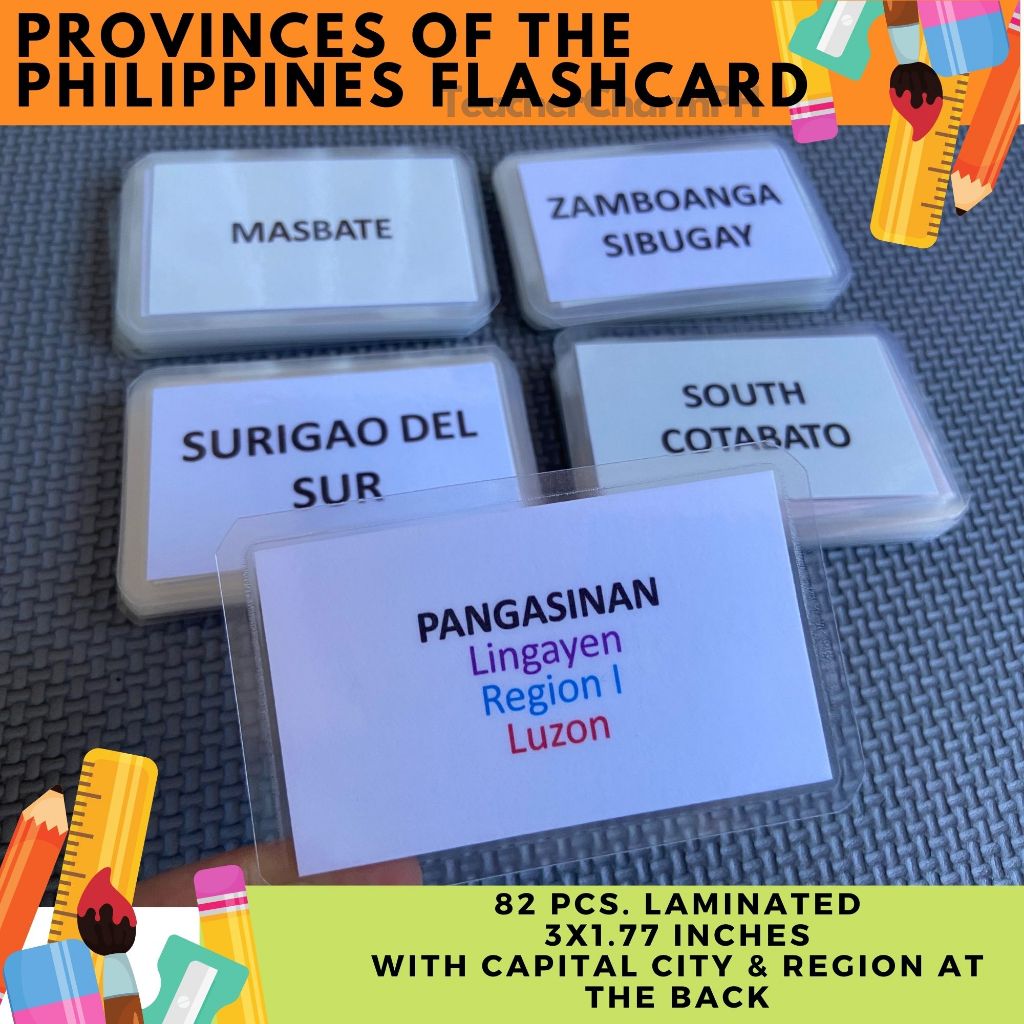 PHILIPPINE PROVINCES FLASHCARDS 82pcs Laminated Educational Flashcards ...