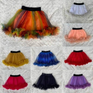 Women Pleated A-line Skirt Layered Mesh Tulle Tutu Midi Skirt Irregular  Clubwear