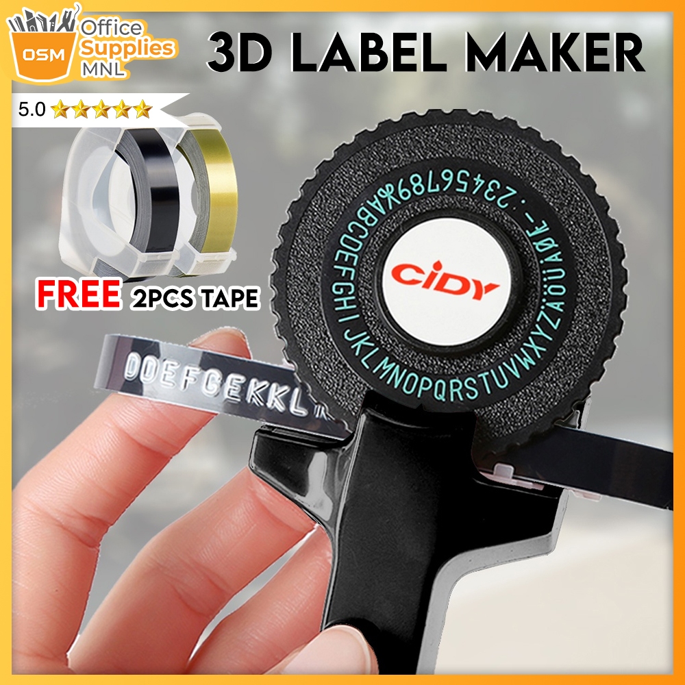 Label Maker CIDY with FREE 2 Tapes Embossed Letter cut Sticker Tape